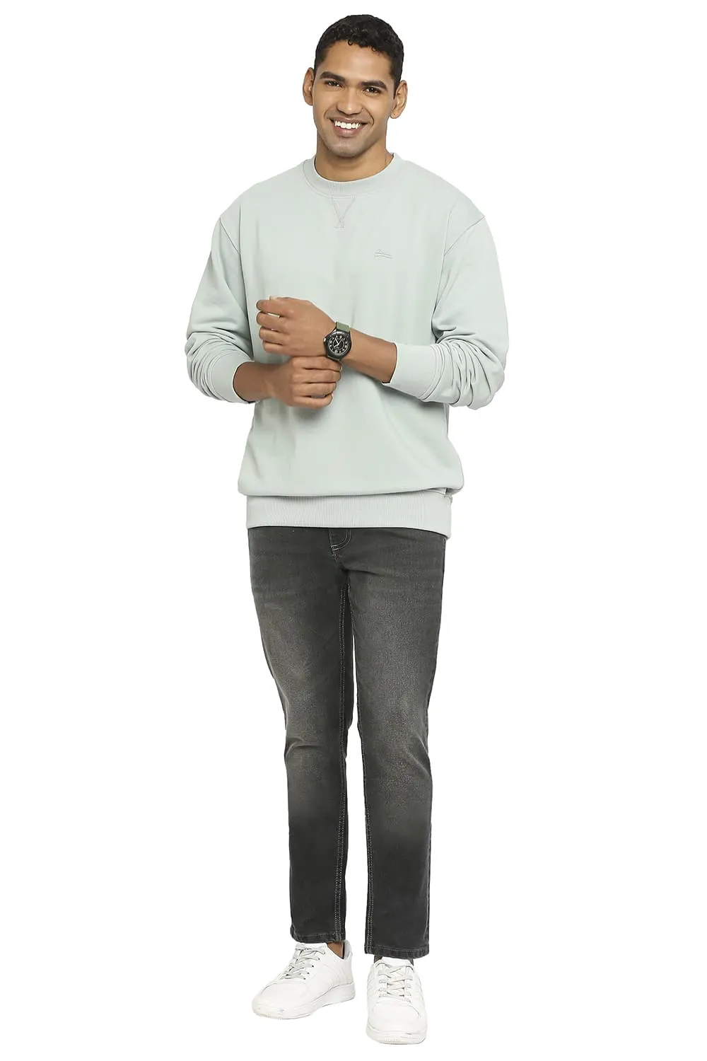 Comfort Fit Cotton Non Brushed Fleece Pullover Sweatshirt