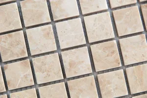 Crema Cappuccino Marble 1 X 1 Polished Mosaic Tiles - Premium Quality (LOT of 5 SHEETS)