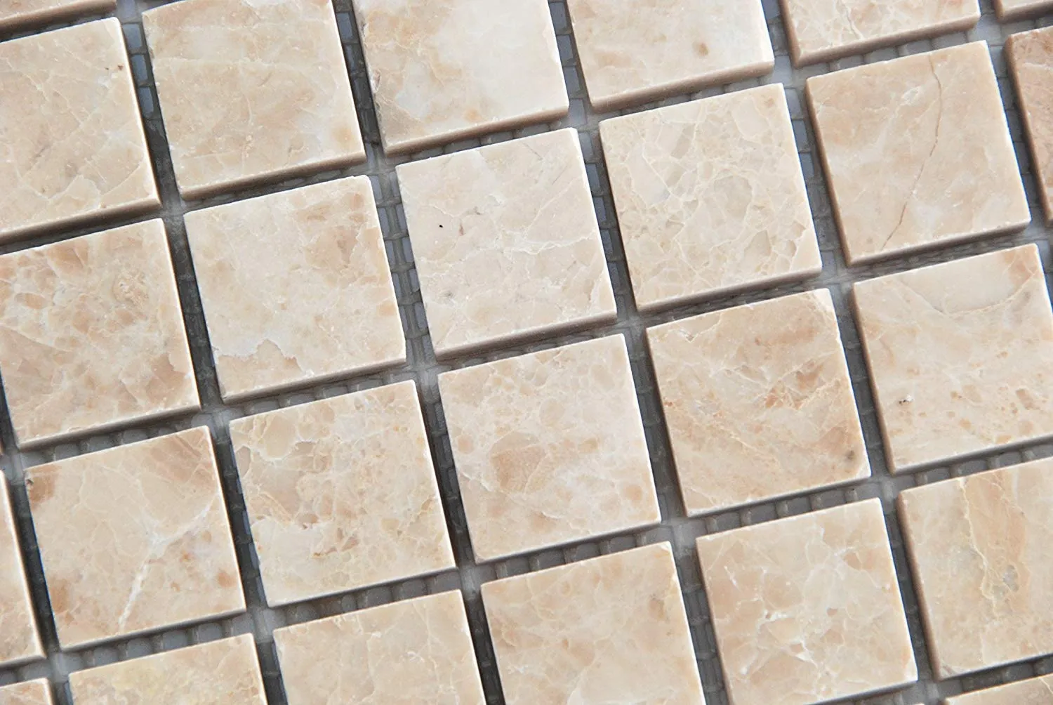 Crema Cappuccino Marble 1 X 1 Polished Mosaic Tiles - Premium Quality (LOT of 5 SHEETS)