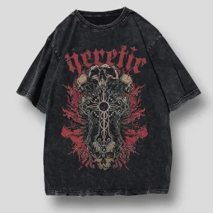 Crimson Crossroads: Oversized Gothic Graphic Tee