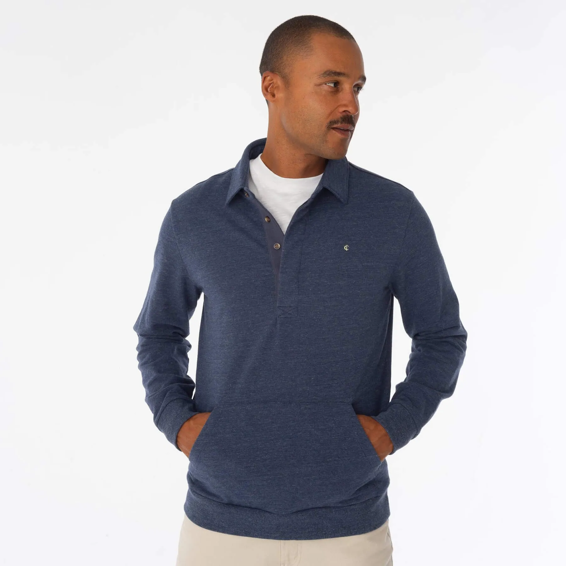 Criquet Collared Sweatshirt - Heather Navy
