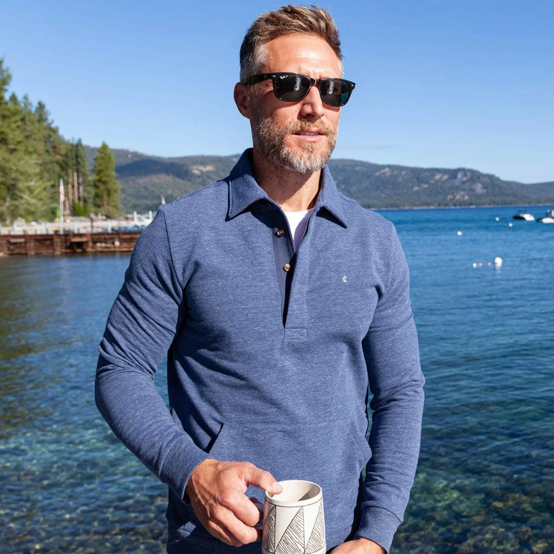 Criquet Collared Sweatshirt - Heather Navy