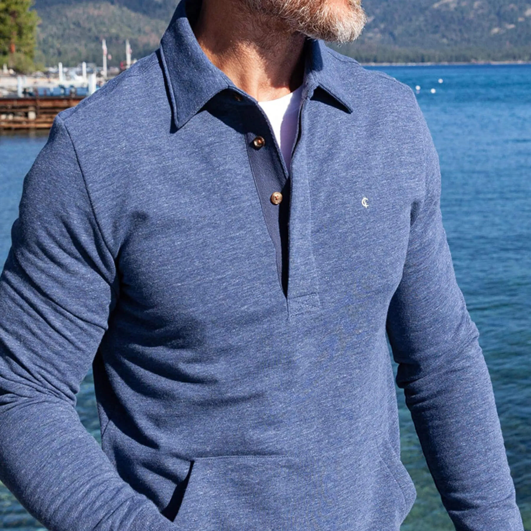 Criquet Collared Sweatshirt - Heather Navy