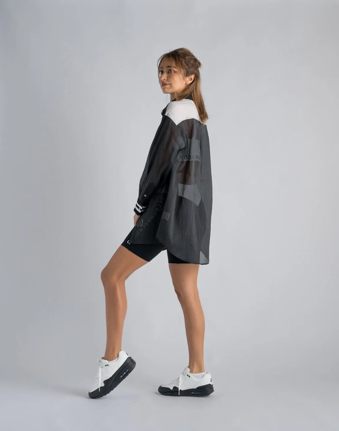CRONOS WOMEN SHEER SHIRTS【BLACK】