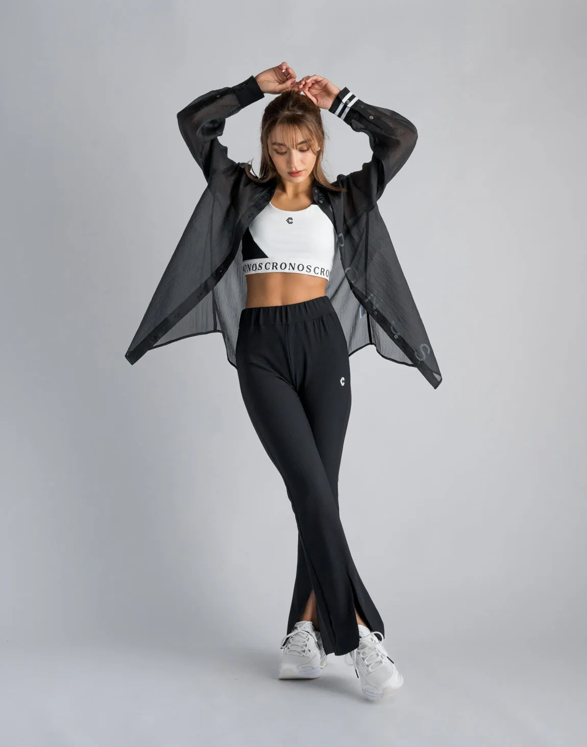 CRONOS WOMEN SHEER SHIRTS【BLACK】