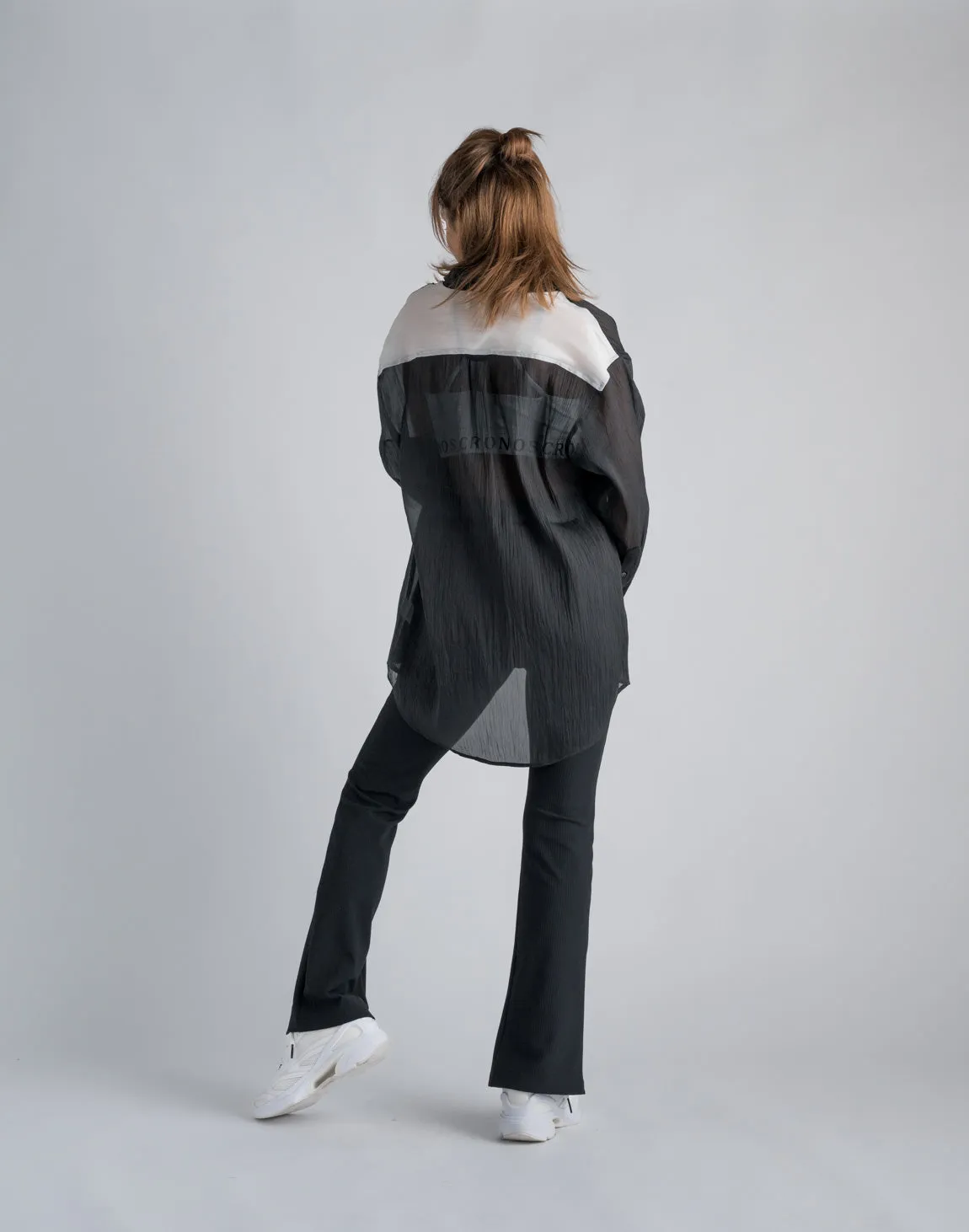CRONOS WOMEN SHEER SHIRTS【BLACK】