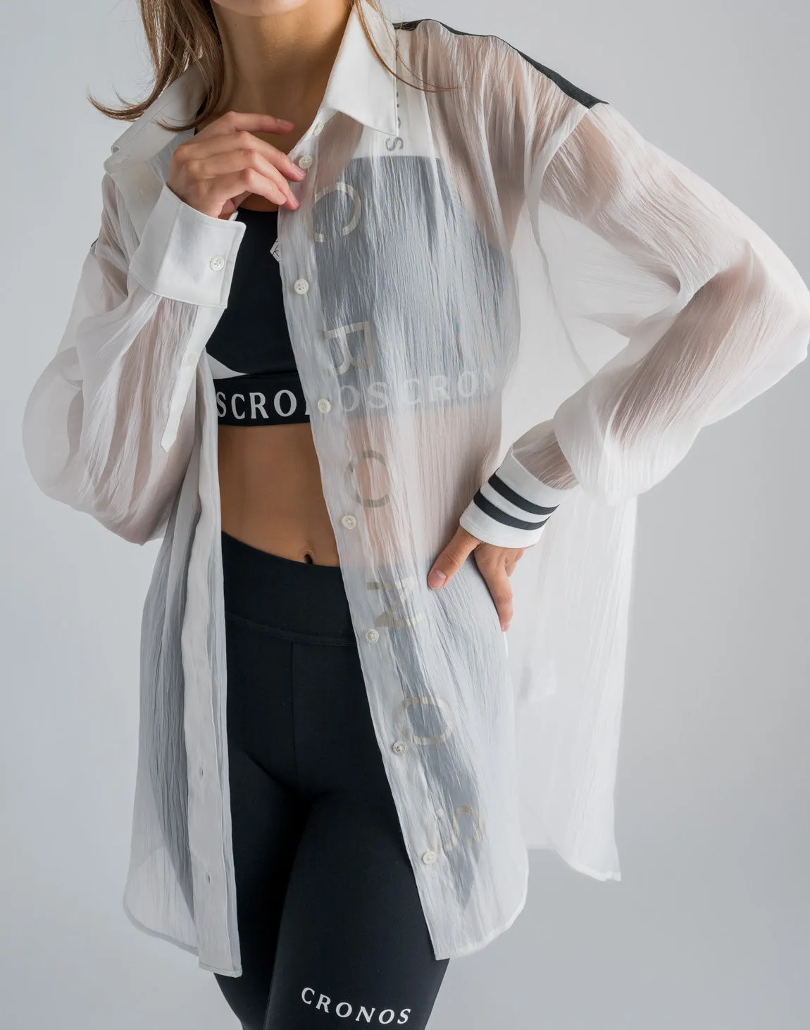 CRONOS WOMEN SHEER SHIRTS【BLACK】