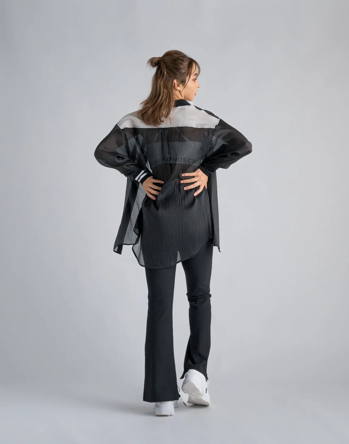 CRONOS WOMEN SHEER SHIRTS【BLACK】