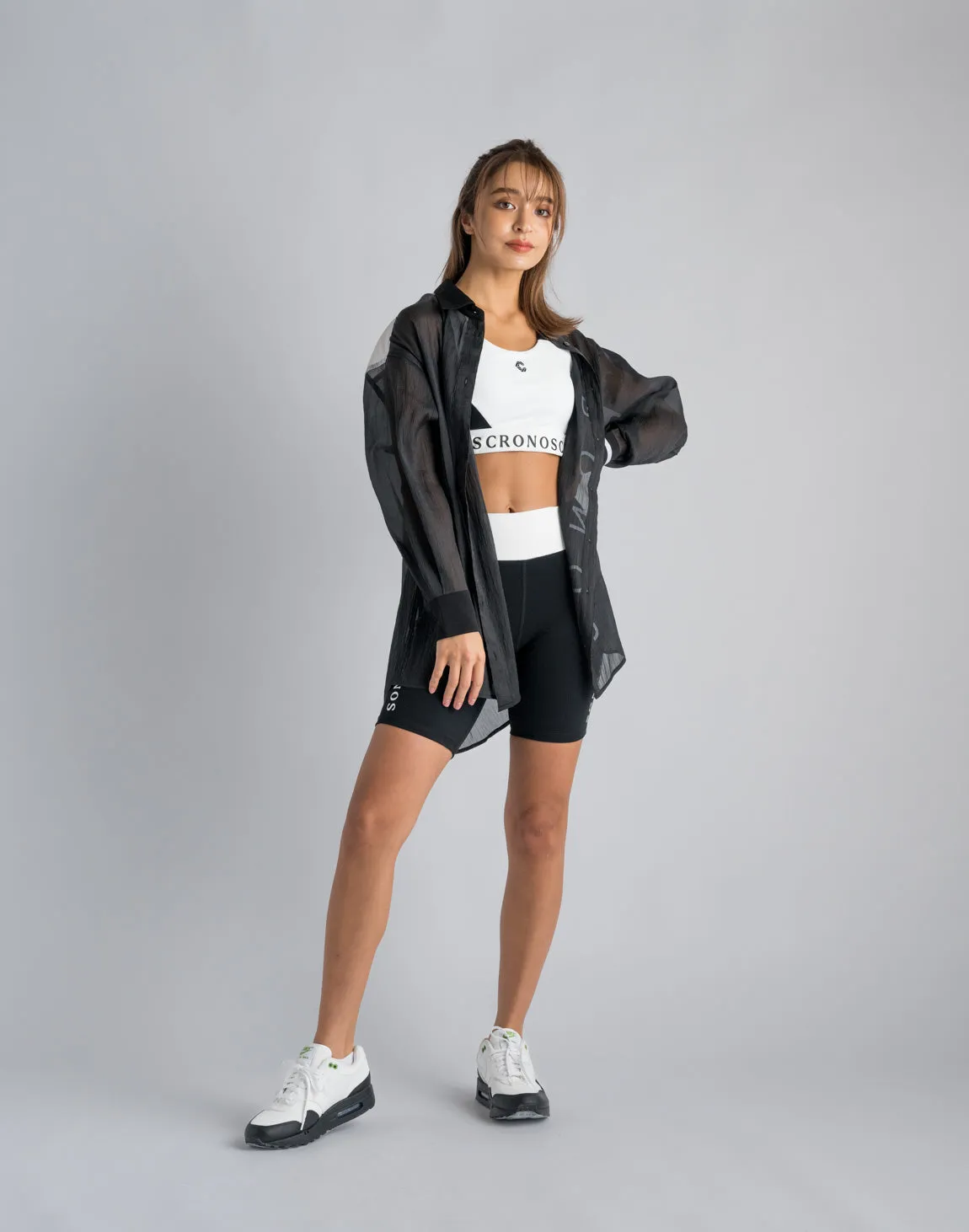CRONOS WOMEN SHEER SHIRTS【BLACK】