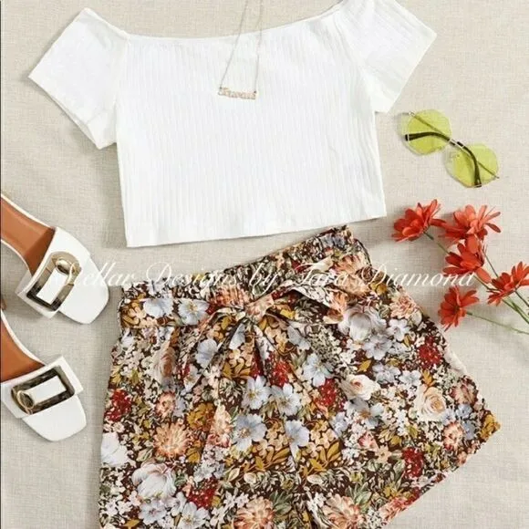Crop Top &amp; Boho Shorts Set