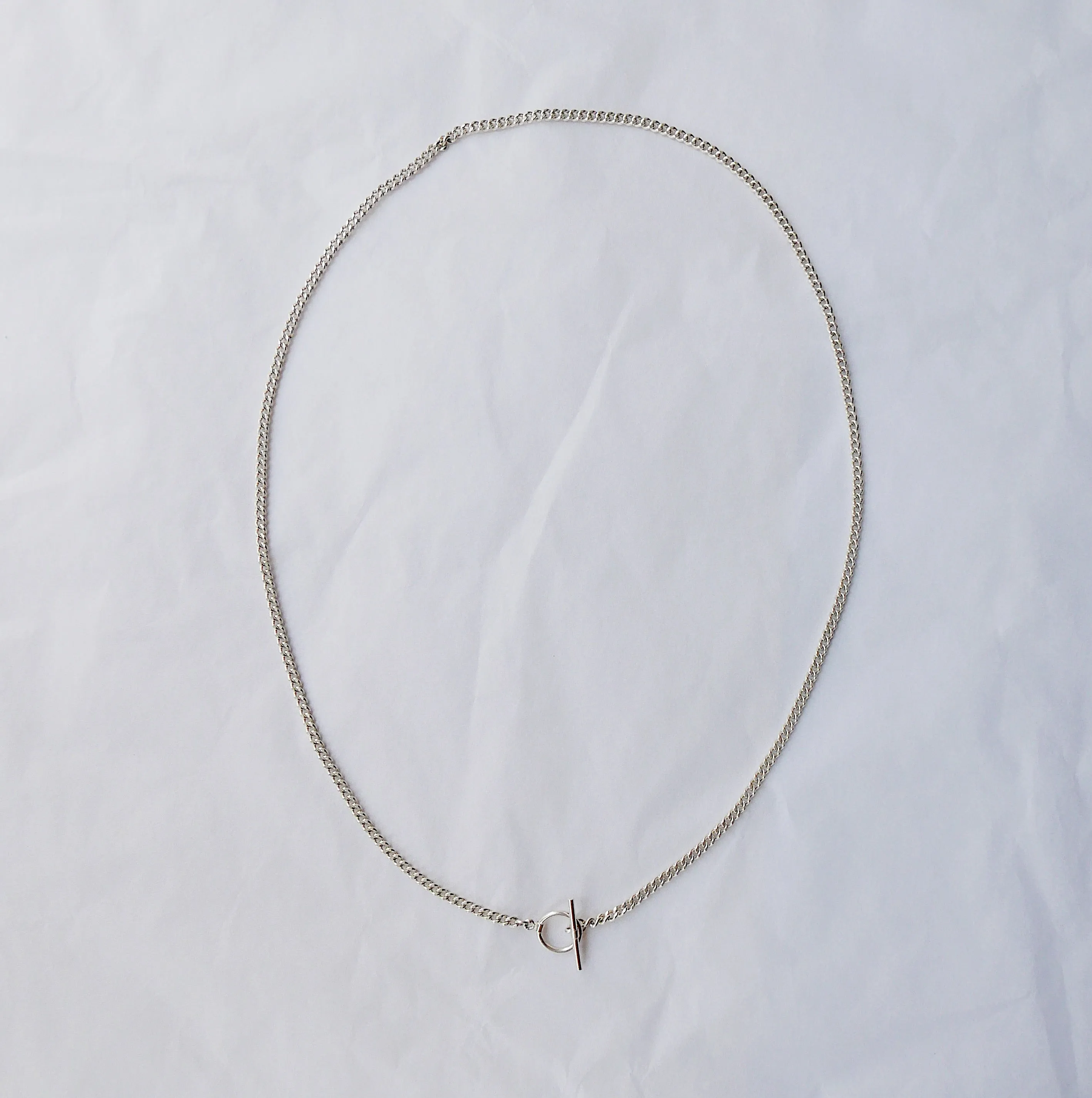 Curb Chain Lariat - Sterling Silver