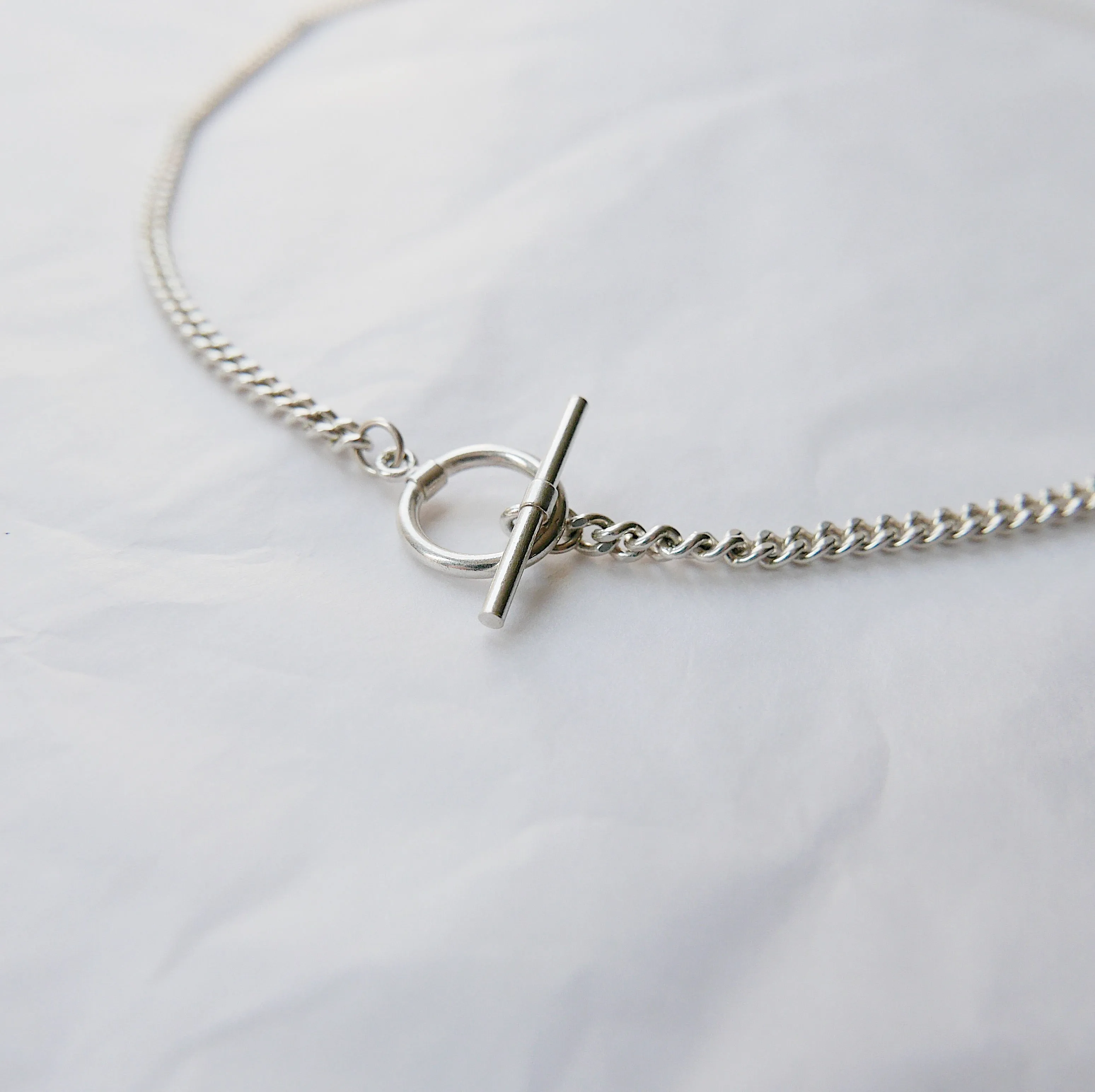 Curb Chain Lariat - Sterling Silver