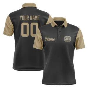 Custom Black Light Khaki Short-Sleeve Polo Shirt