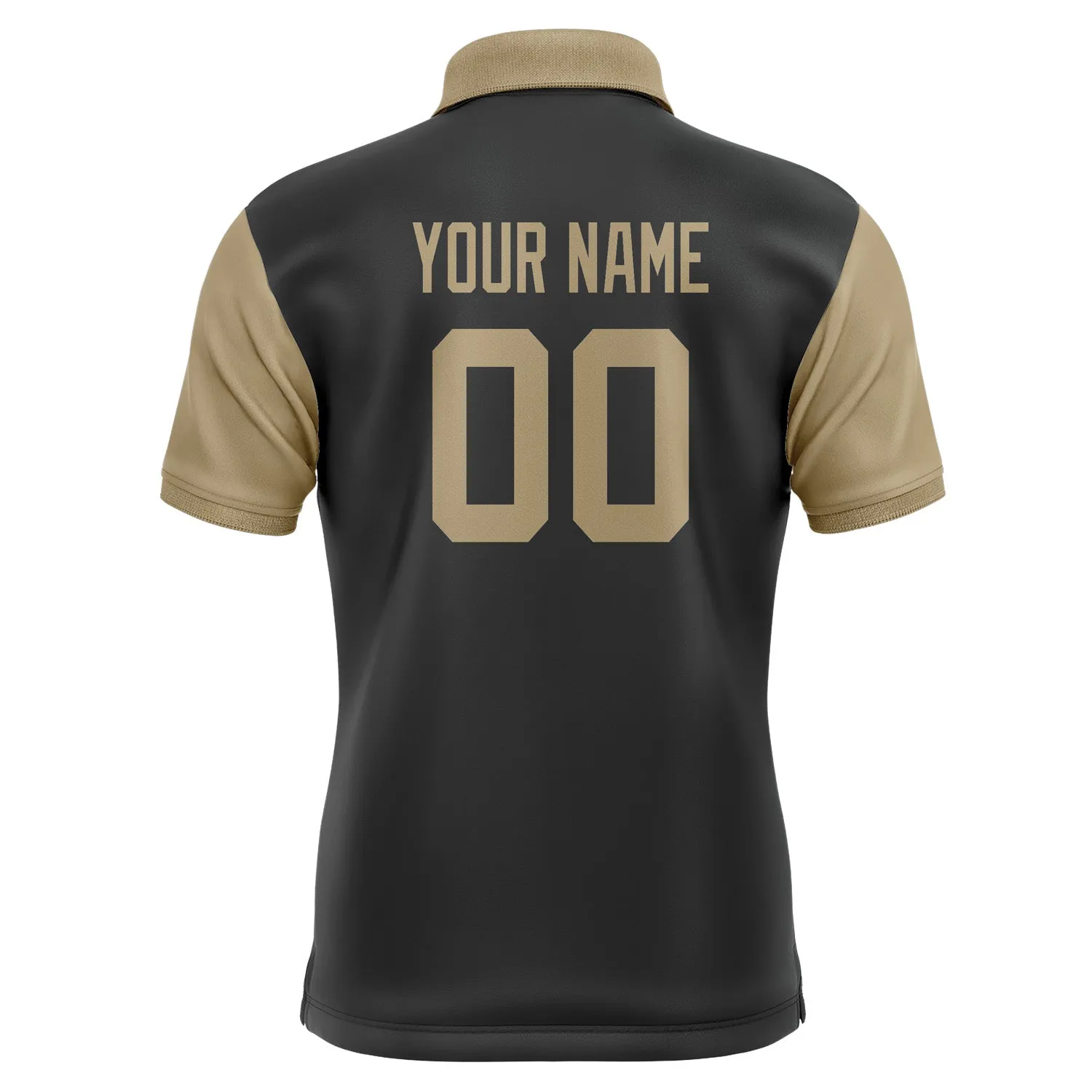 Custom Black Light Khaki Short-Sleeve Polo Shirt