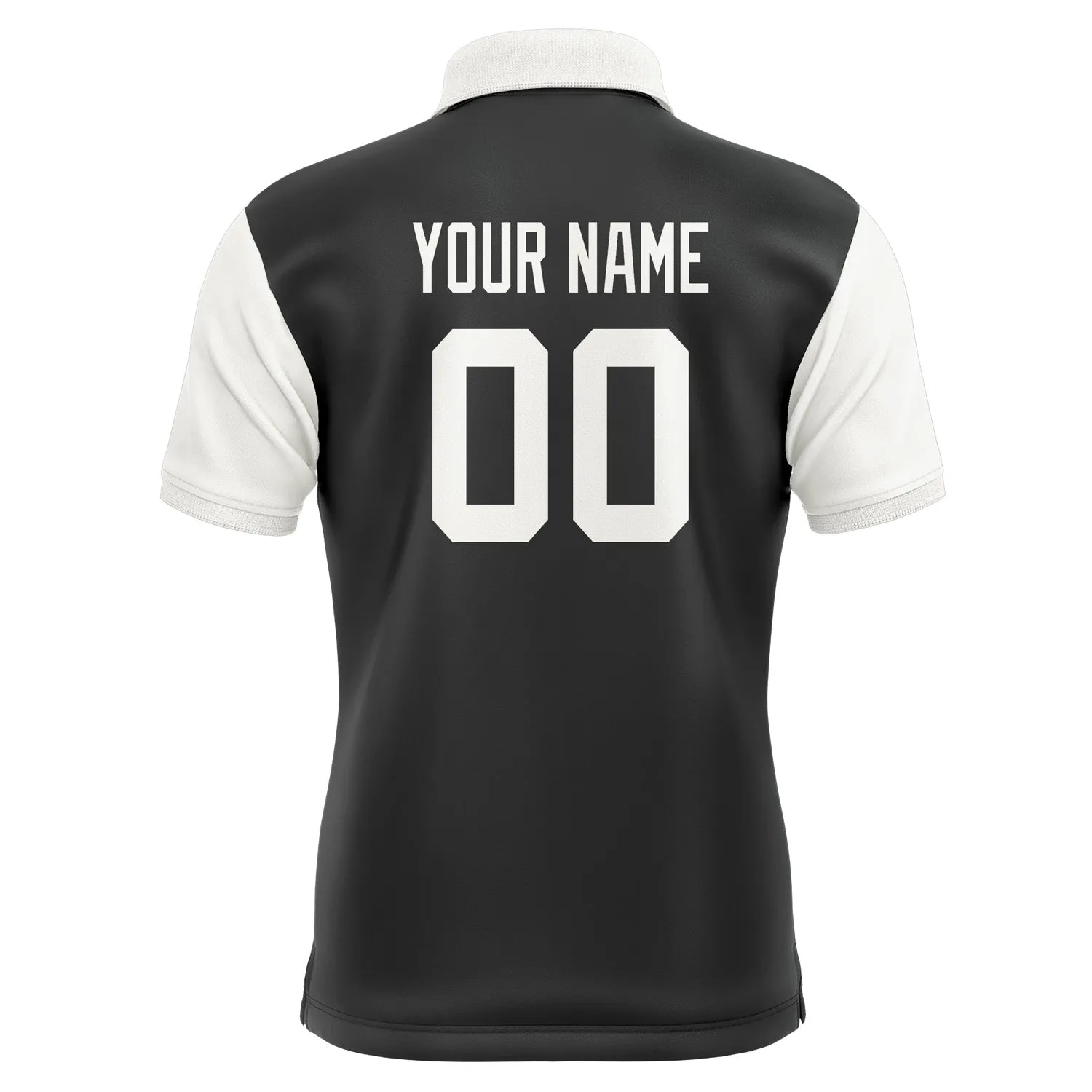 Custom Black White Short-Sleeve Polo Shirt