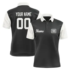 Custom Black White Short-Sleeve Polo Shirt