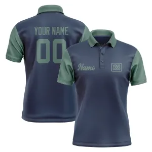 Custom Blue Blue Green Short-Sleeve Polo Shirt