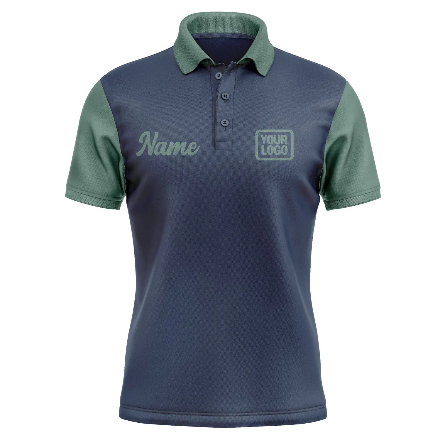 Custom Blue Blue Green Short-Sleeve Polo Shirt