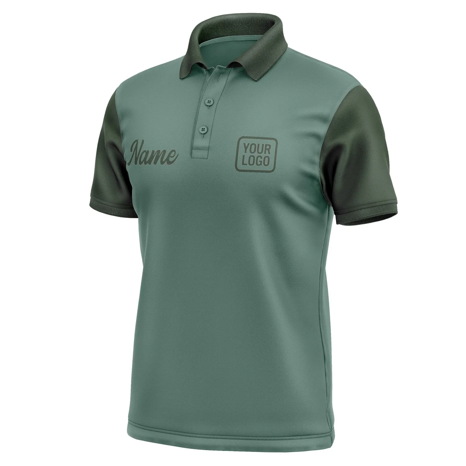 Custom Blue Green Dark Green Short-Sleeve Polo Shirt