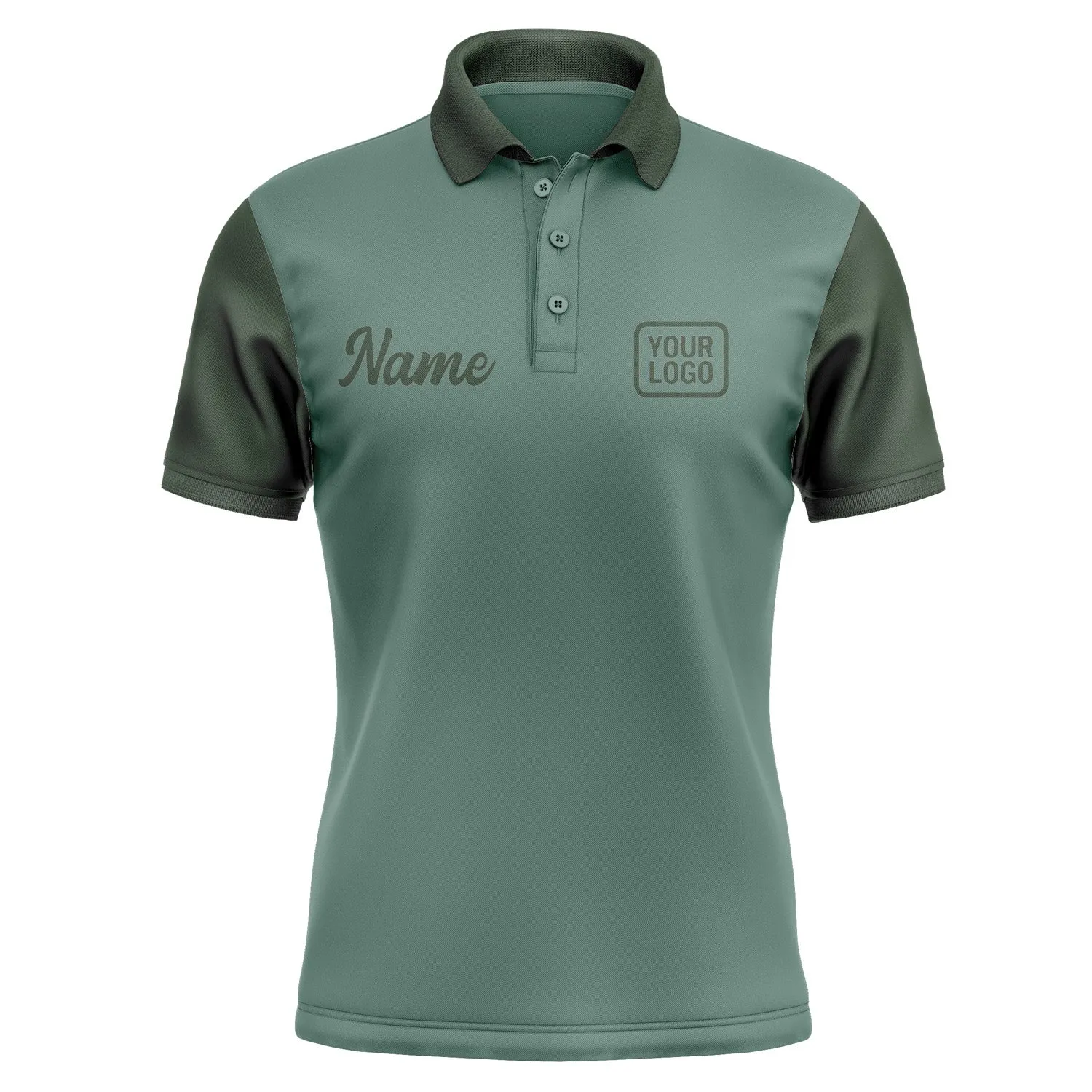 Custom Blue Green Dark Green Short-Sleeve Polo Shirt