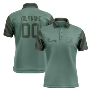 Custom Blue Green Dark Green Short-Sleeve Polo Shirt
