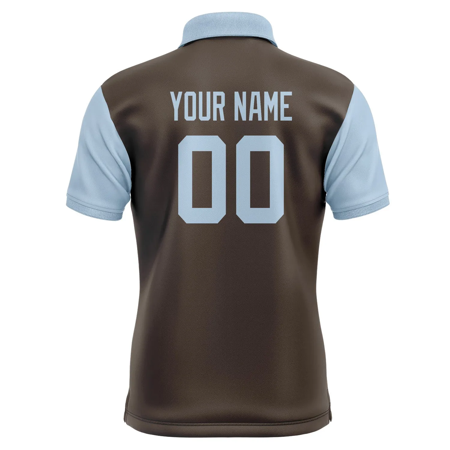 Custom Brown Light Blue Short-Sleeve Polo Shirt