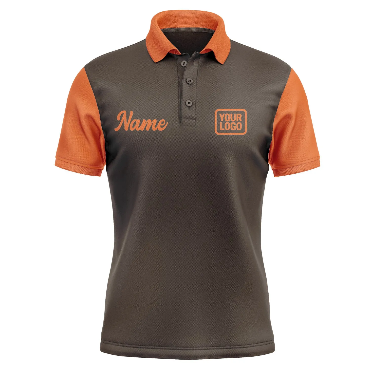 Custom Brown Orange Short-Sleeve Polo Shirt