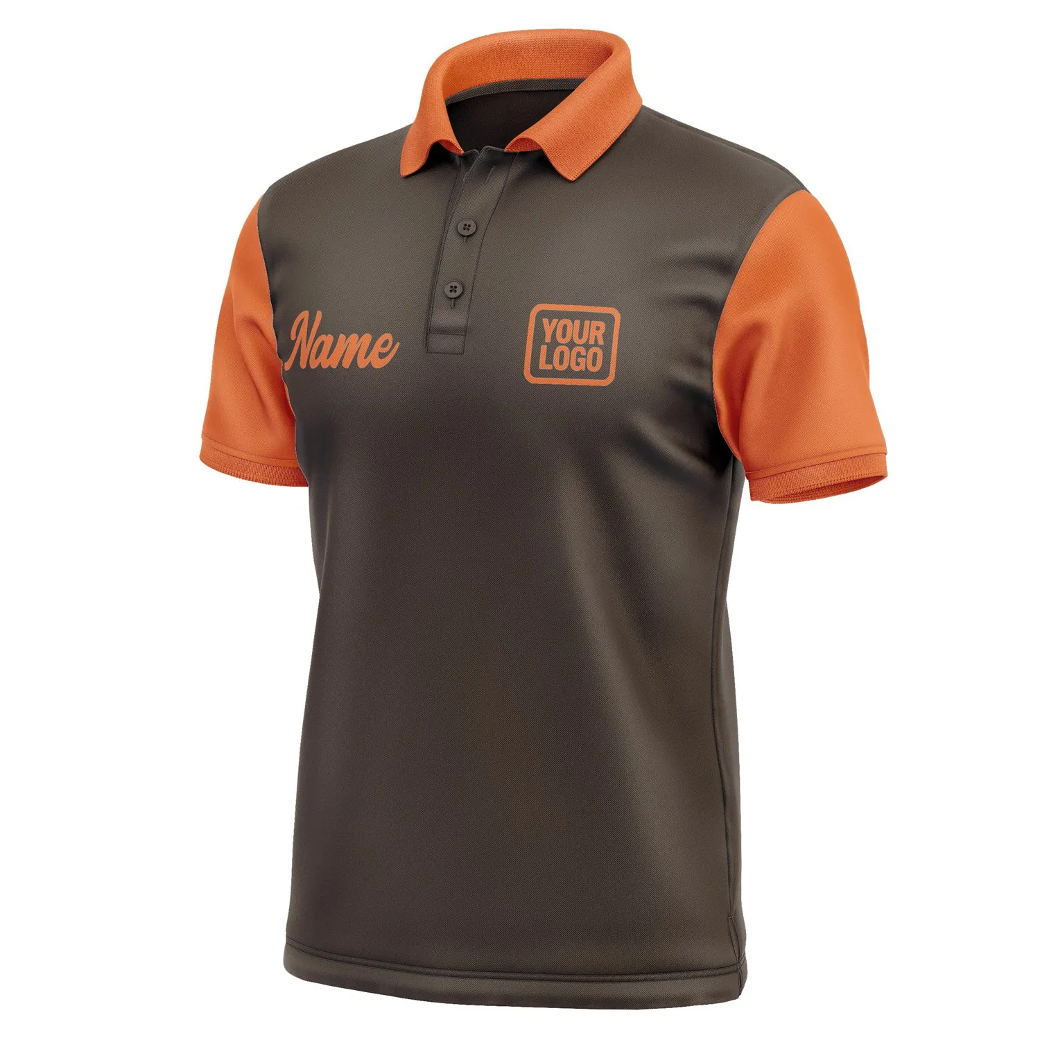 Custom Brown Orange Short-Sleeve Polo Shirt