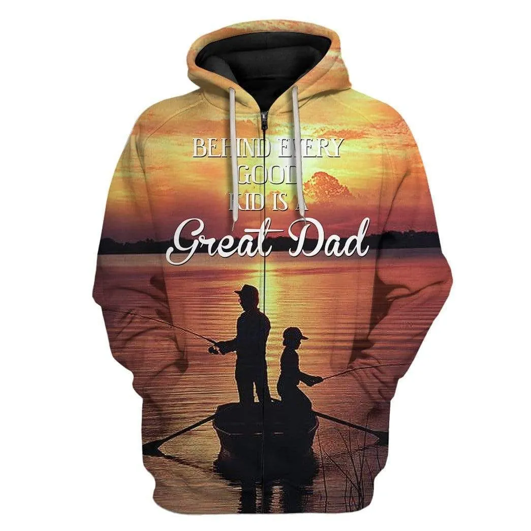 Custom Cosplay T-shirt - Hoodies Behind Every Good Kid Is A Great Dad Apparel