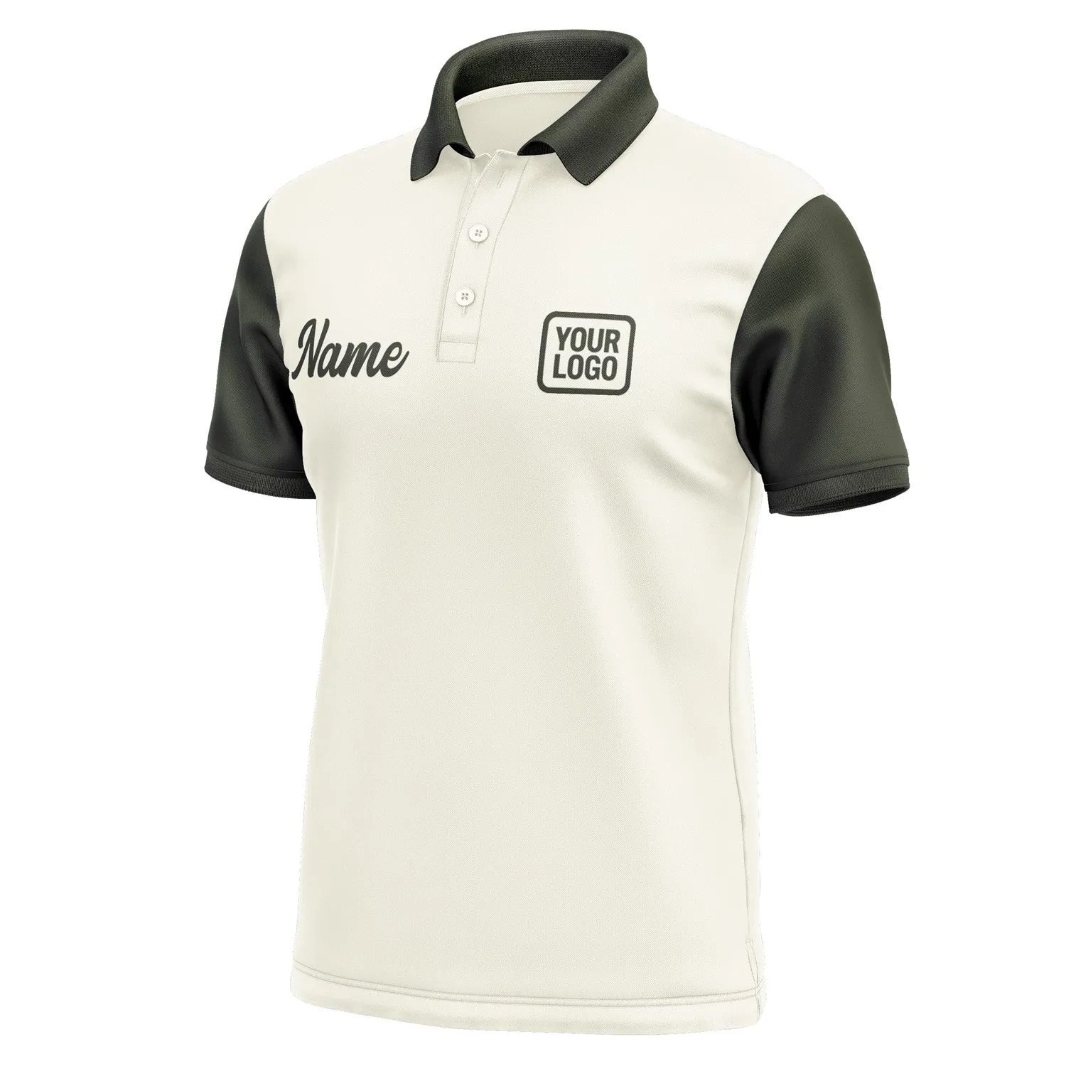 Custom Cream Olive Short-Sleeve Polo Shirt