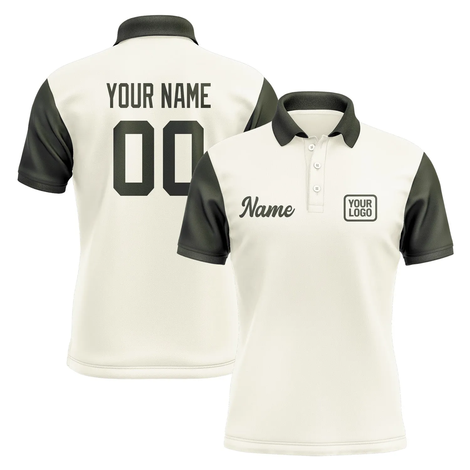 Custom Cream Olive Short-Sleeve Polo Shirt
