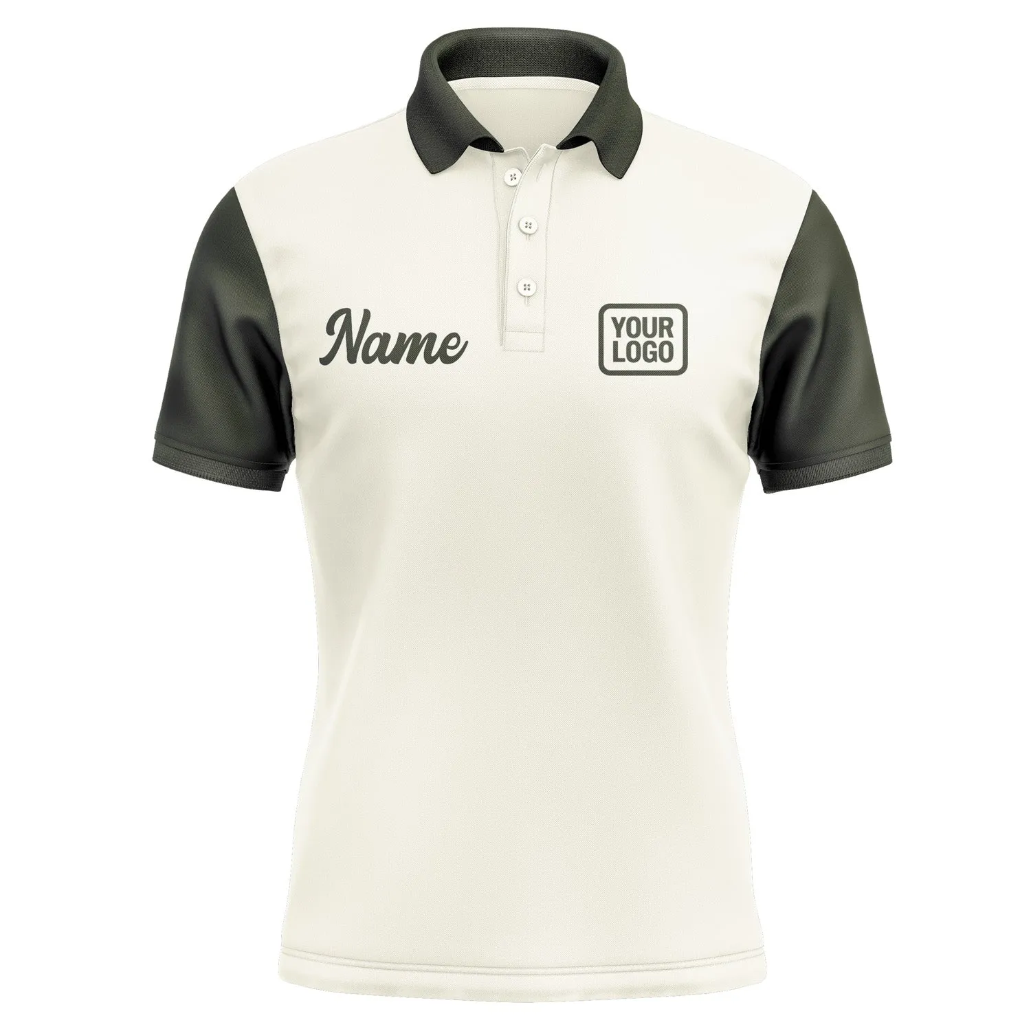 Custom Cream Olive Short-Sleeve Polo Shirt