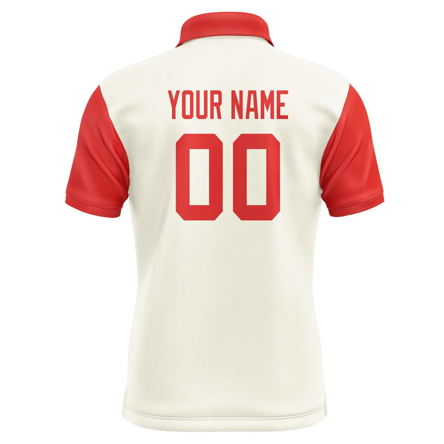 Custom Cream Orange Red Short-Sleeve Polo Shirt