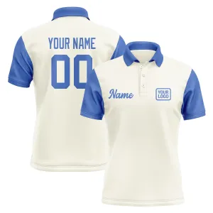 Custom Cream Sky Blue Short-Sleeve Polo Shirt