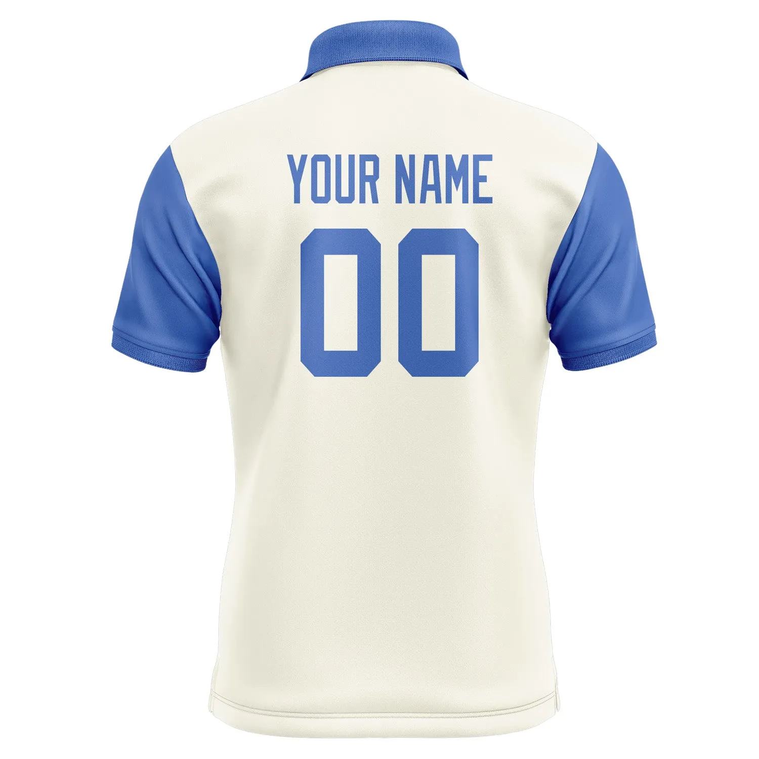 Custom Cream Sky Blue Short-Sleeve Polo Shirt
