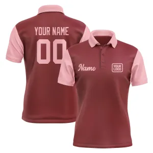 Custom Crimson Red Light Pink Short-Sleeve Polo Shirt