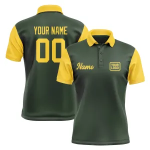 Custom Dark Green Gold Short-Sleeve Polo Shirt