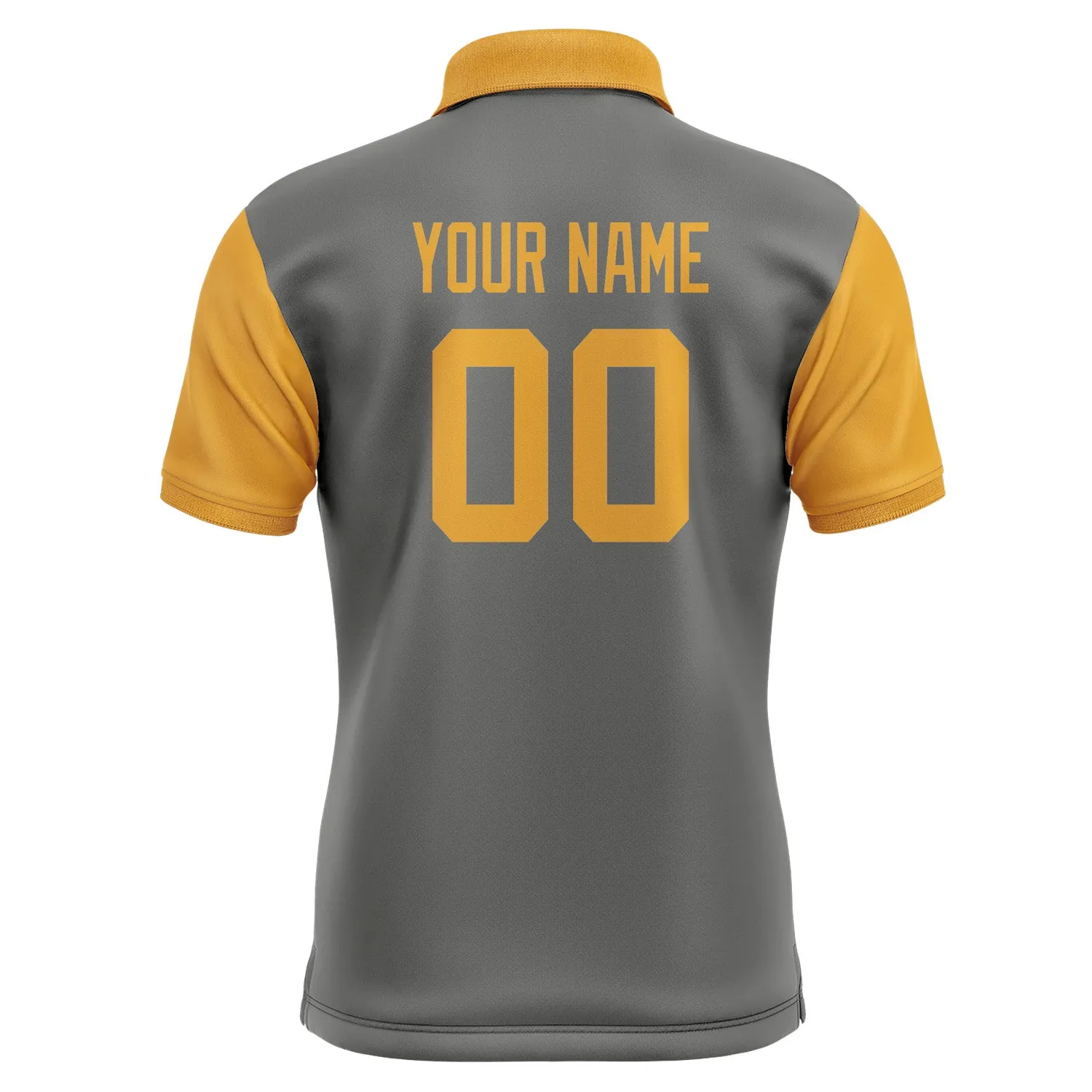 Custom Dark Grey Yellow Short-Sleeve Polo Shirt