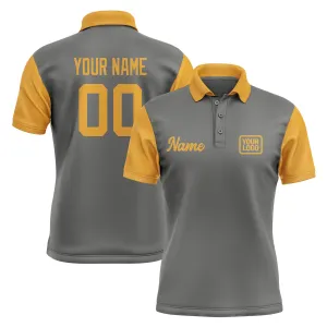 Custom Dark Grey Yellow Short-Sleeve Polo Shirt