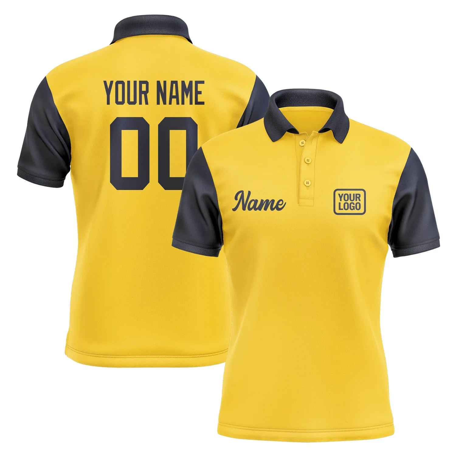 Custom Gold Navy Short-Sleeve Polo Shirt