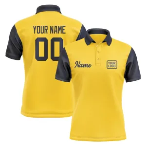 Custom Gold Navy Short-Sleeve Polo Shirt