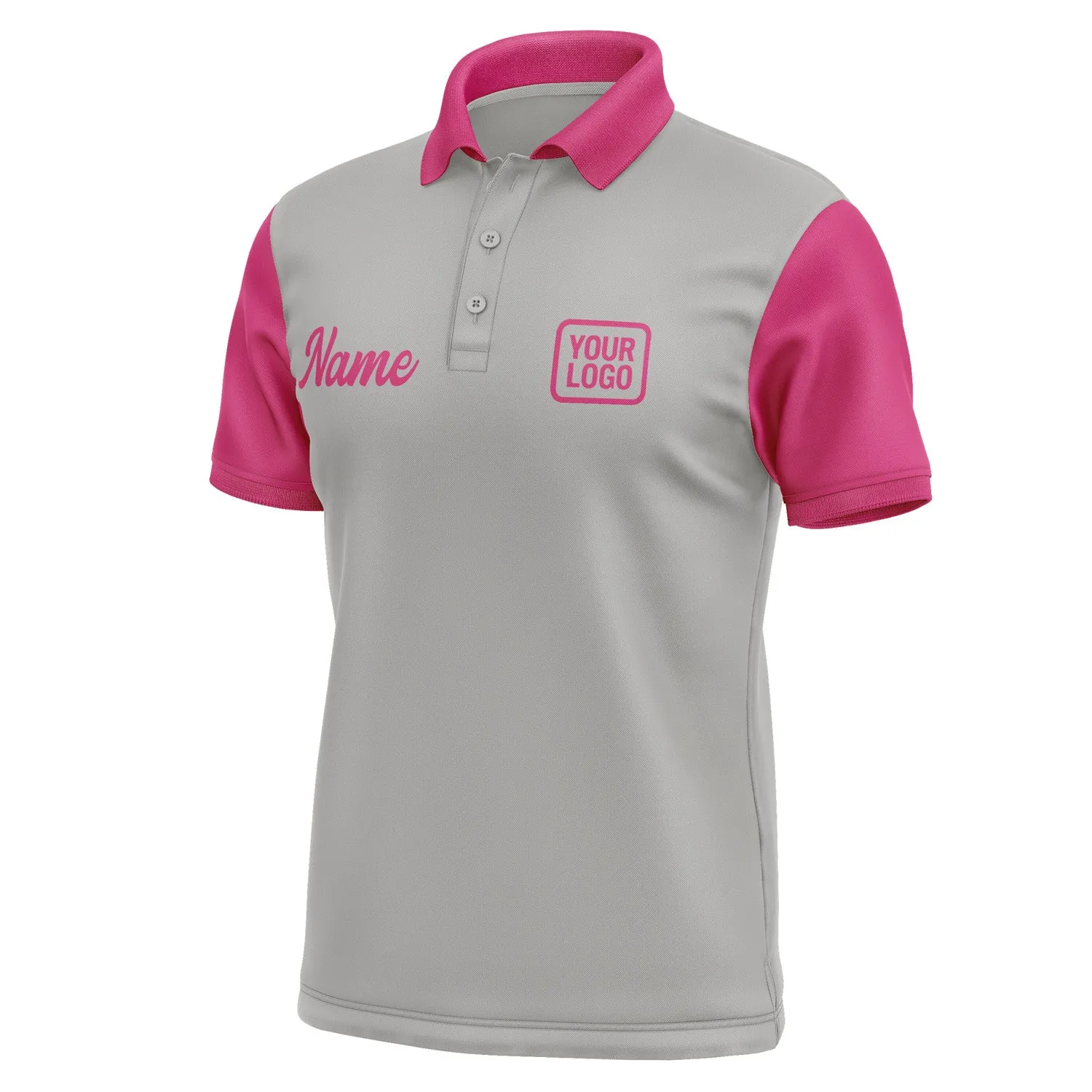 Custom Gray Pink Short-Sleeve Polo Shirt