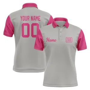 Custom Gray Pink Short-Sleeve Polo Shirt