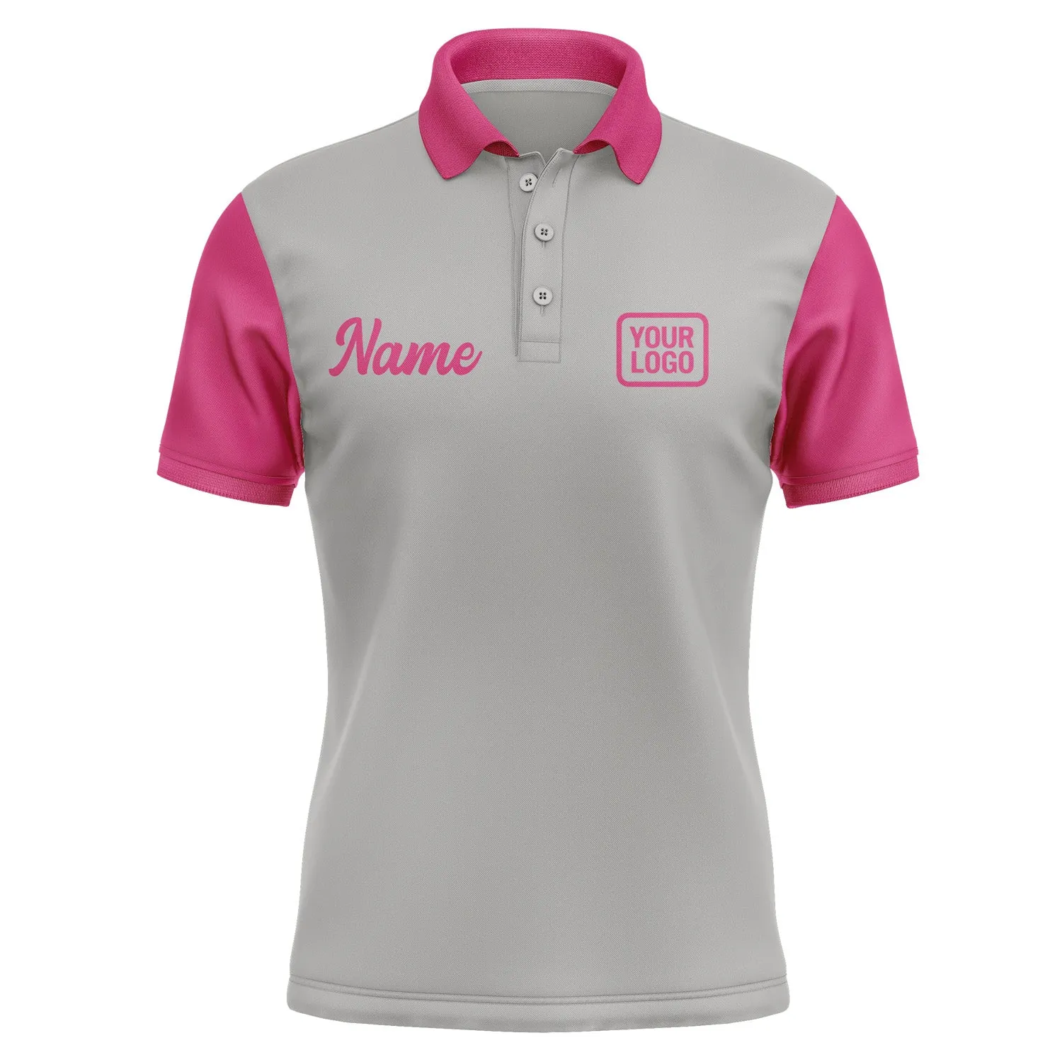 Custom Gray Pink Short-Sleeve Polo Shirt