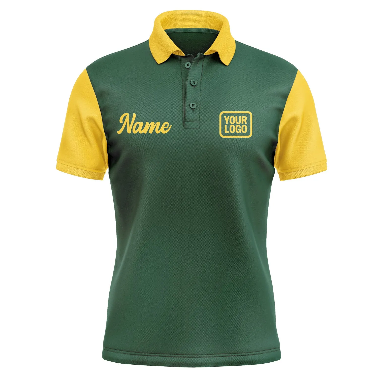 Custom Green Gold Short-Sleeve Polo Shirt