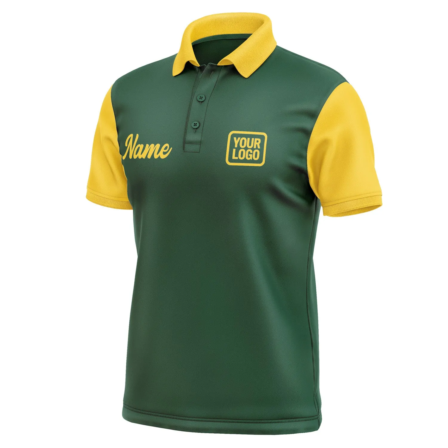 Custom Green Gold Short-Sleeve Polo Shirt