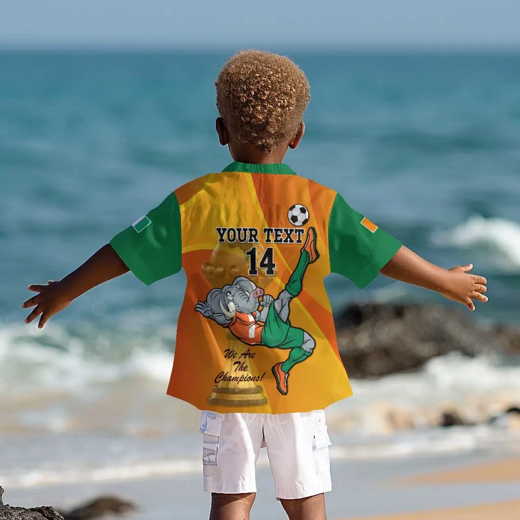 Custom Ivory Coast Football Kid Hawaiian Shirt 2024 Mascot With Champions Trophy LT14
