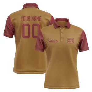 Custom Khaki Crimson Red Short-Sleeve Polo Shirt