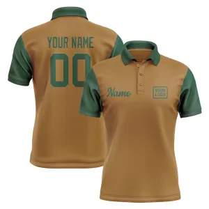 Custom Khaki Green Short-Sleeve Polo Shirt