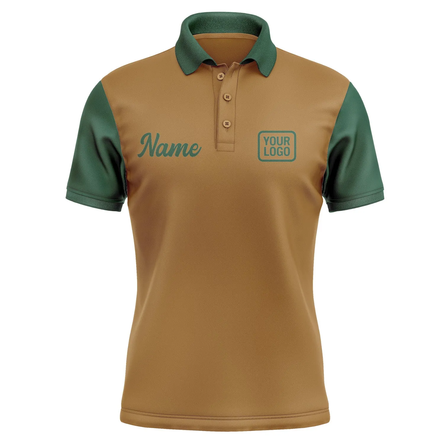 Custom Khaki Green Short-Sleeve Polo Shirt